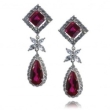 Серьги Серебро 925 рубин синт, циркон 025 352 01 21-02805 2010 г инфо 4537w.