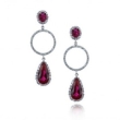 Серьги Серебро 925 рубин синт, циркон 025 352 01 21-02791 2010 г инфо 4540w.