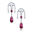 Серьги Серебро 925 рубин синт, циркон 025 352 01 21-02796 2010 г инфо 4546w.