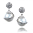 Серьги Серебро 925 жемч синт, циркон 025 352 01 21-03206 2010 г инфо 4701w.