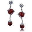 Серьги Серебро 925 коралл синт, циркон 025 352 01 21-03196 2010 г инфо 5751w.