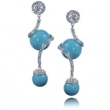 Серьги Серебро 925, бирюза синт, циркон 025 352 01 21-03194 2010 г инфо 5754w.